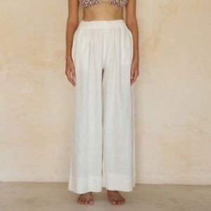 Elce Swim Linen elastic waist pants cream white Reformation Faithfull NWT Zara